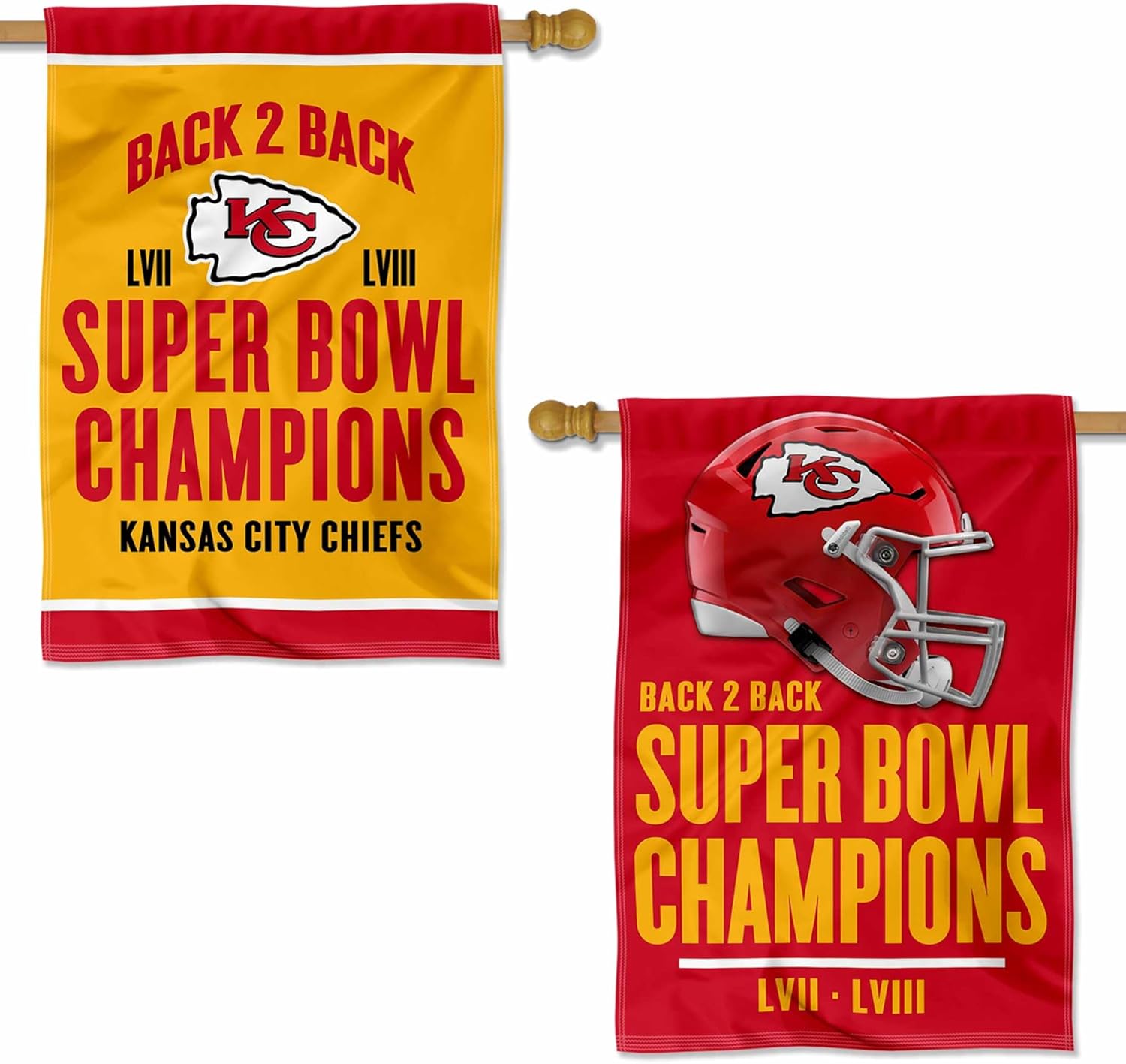 Kansas City Chiefs Super Bowl 2024 Champions Double Sided Banner Flag