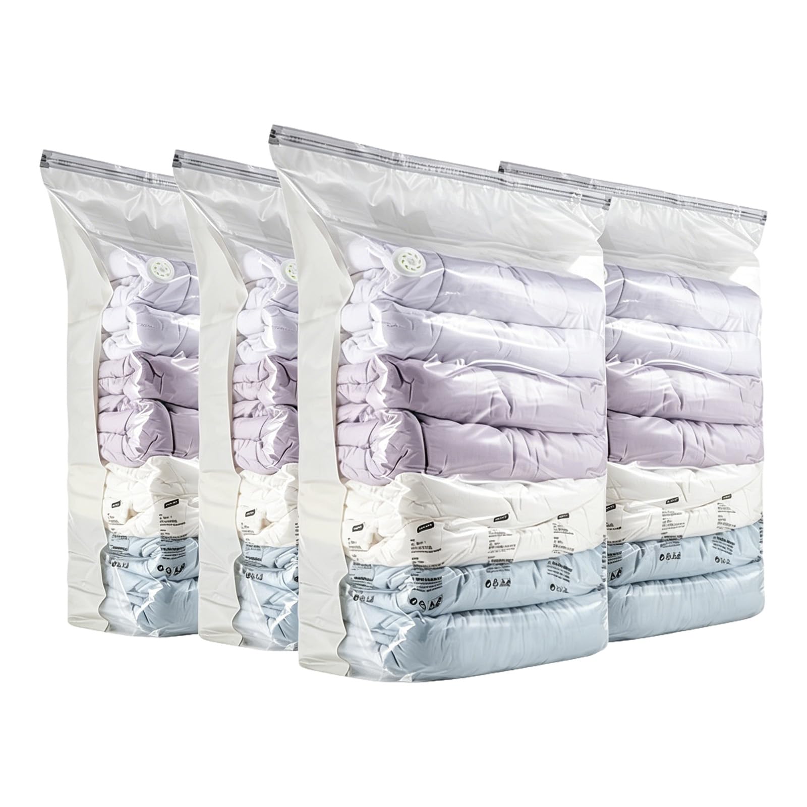 No-Pump Vacuum Storage Bags Reusable Air Tight Compression Storage Bags Without Pump for Clothes Comforters Blankets Bedding