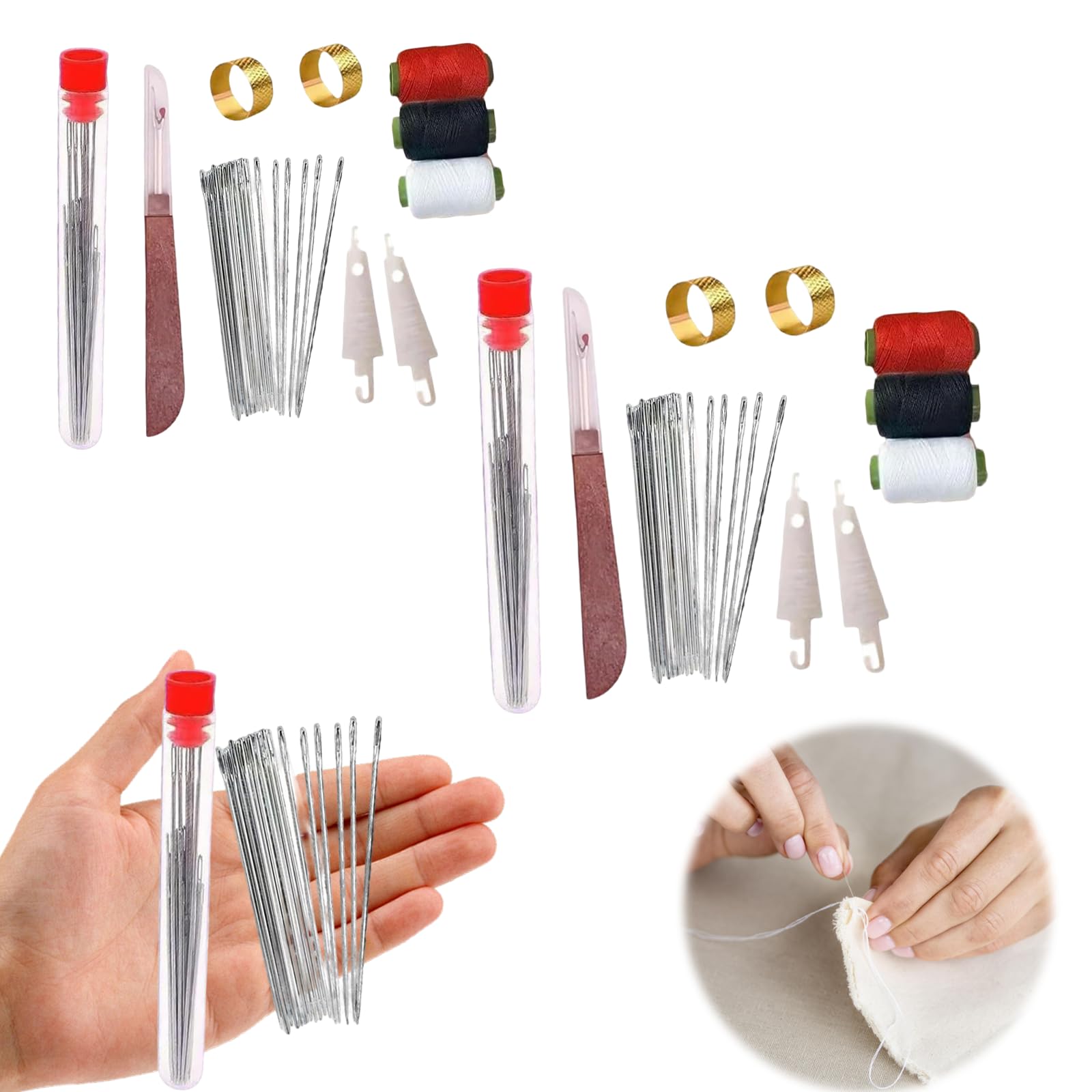 37Pcs Sewing Tool Set, Needle and Thread Kit,Needles Thread Hand Repair Tools,DIY Hand Made Craft Set, Sewing Working Kit for Beginners (2pcs)