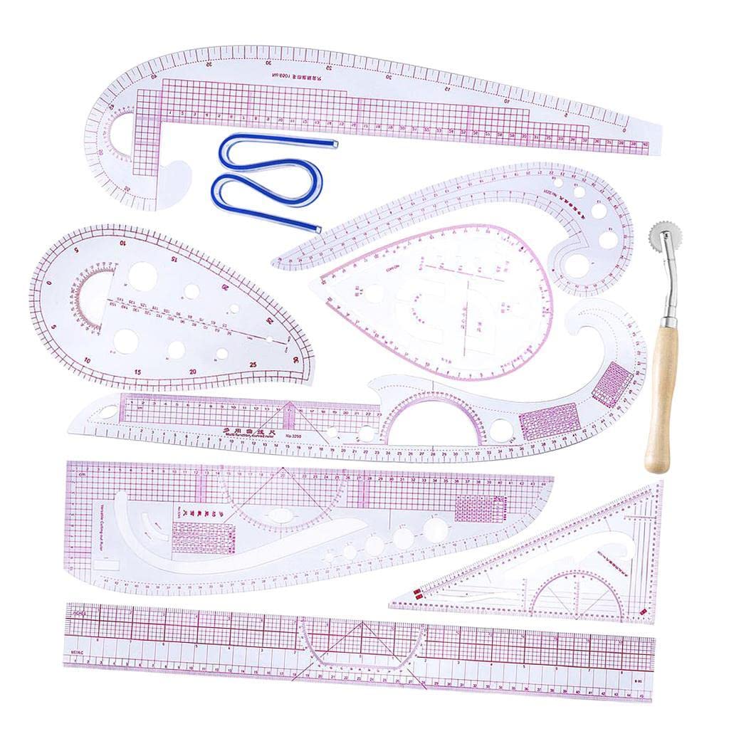 Professional 10X DIY Sewing Ruler Tailor Set | French Curve Accessories-10 Style Plastic | Pattern Making Quilting Cutting Tools | Dressmaking Design Drawing Template Sewing