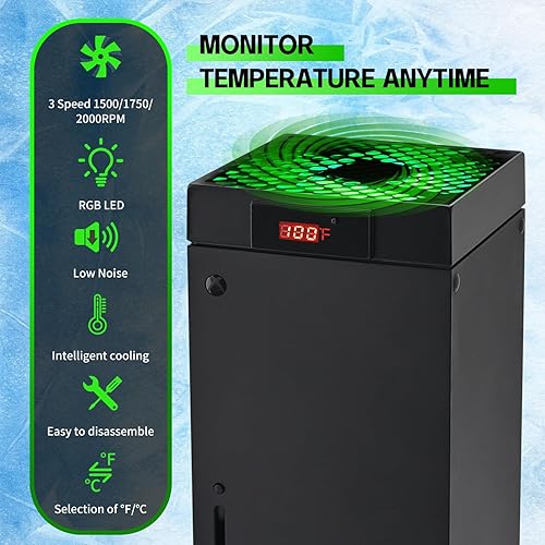 Miniatura 3 de Ventilador de refrigeración para Xbox Series X con pantalla LED de temperatura RGB, ventilador enfriador para consola Xbox Series X Sistema de