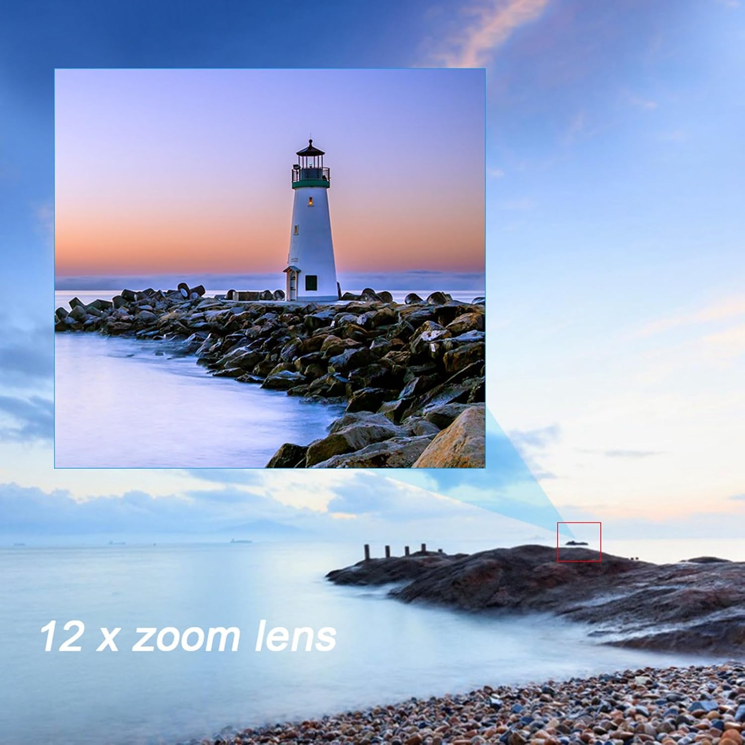 Yctze FMC Multilayer Film 13 12X High Definition Telephoto Lens, 37mm Attachment for Mobile Phone and Camcorder, High Magnification Telescope Lens
