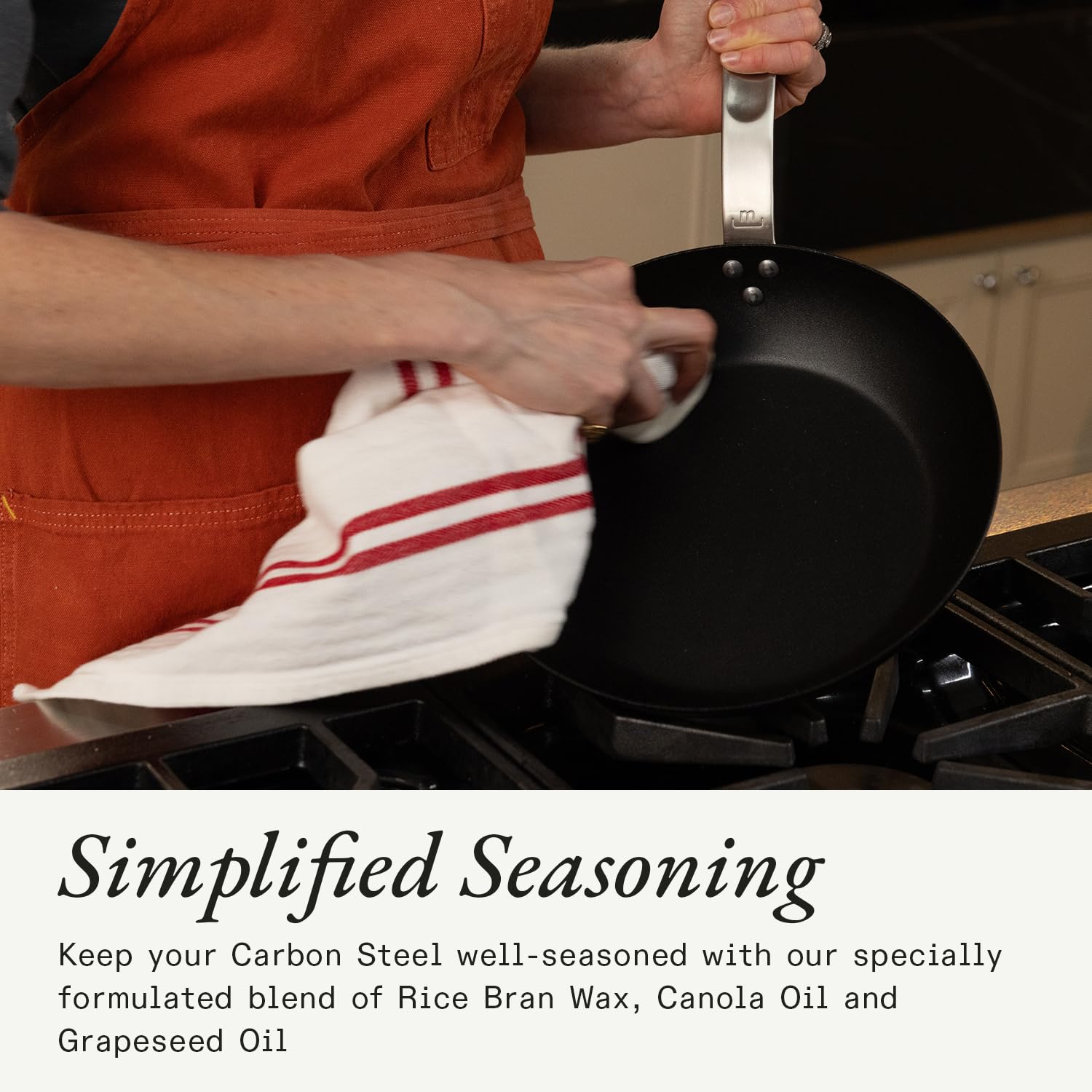 Made In Cookware - Cire d'assaisonnement en acier au carbone (6 oz) - Fabriquée aux États-Unis - Mélange d'huiles et de cire d'abeille