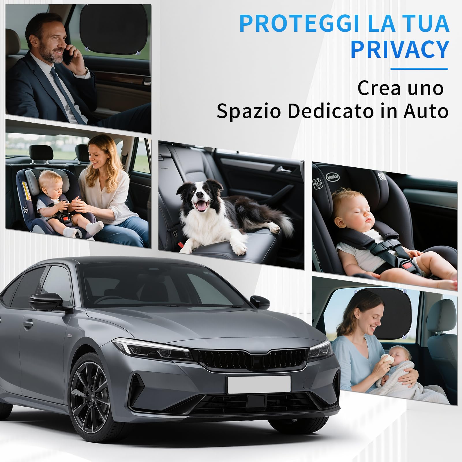 Kiiwah 2 Pezzi Tendine Parasole Auto Bambini, Protezione UV, Finestrini Laterali con 8 Ventose