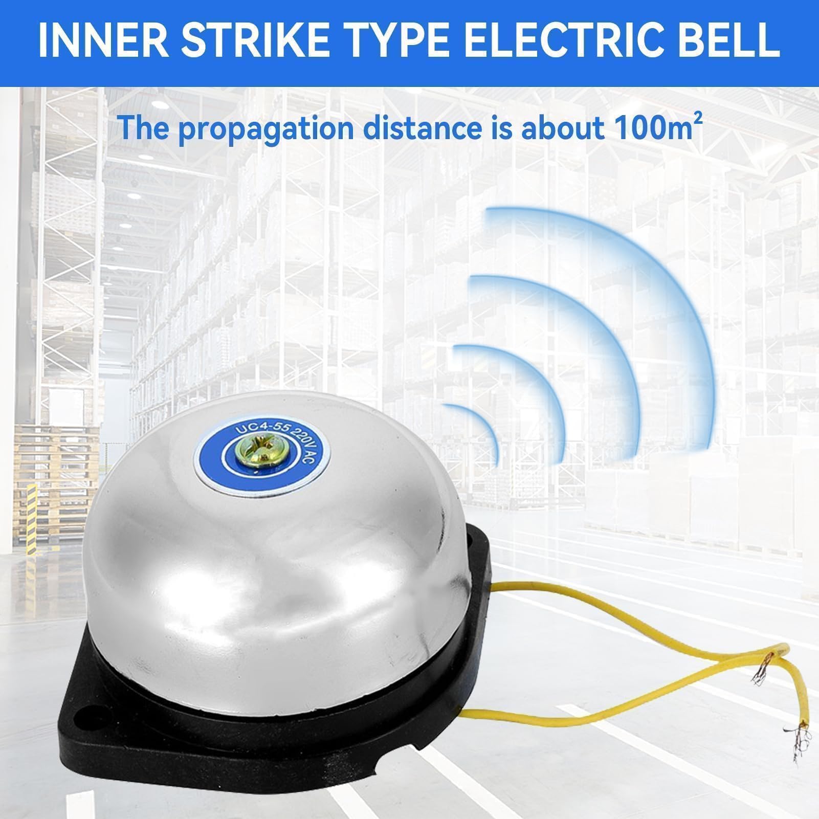 Agatige Interior Huelga Tipo Timbre Eléctrico, Timbre Eléctrico De Acero Inoxidable, 220v 5w Sin Campana De Chispa para El Hogar De Sonido De La Fábrica De La Escuela, Alarma contra Incendios Bell