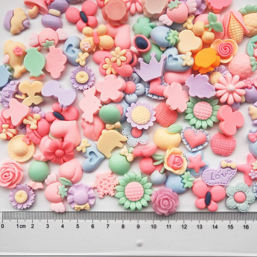 Mosheng Accessory 40pcs Mix Lots Resin Flatback Flower Bow Art Album Flatback Scrapbooking Embellishments DIY Scrapbooking Craft Accessory