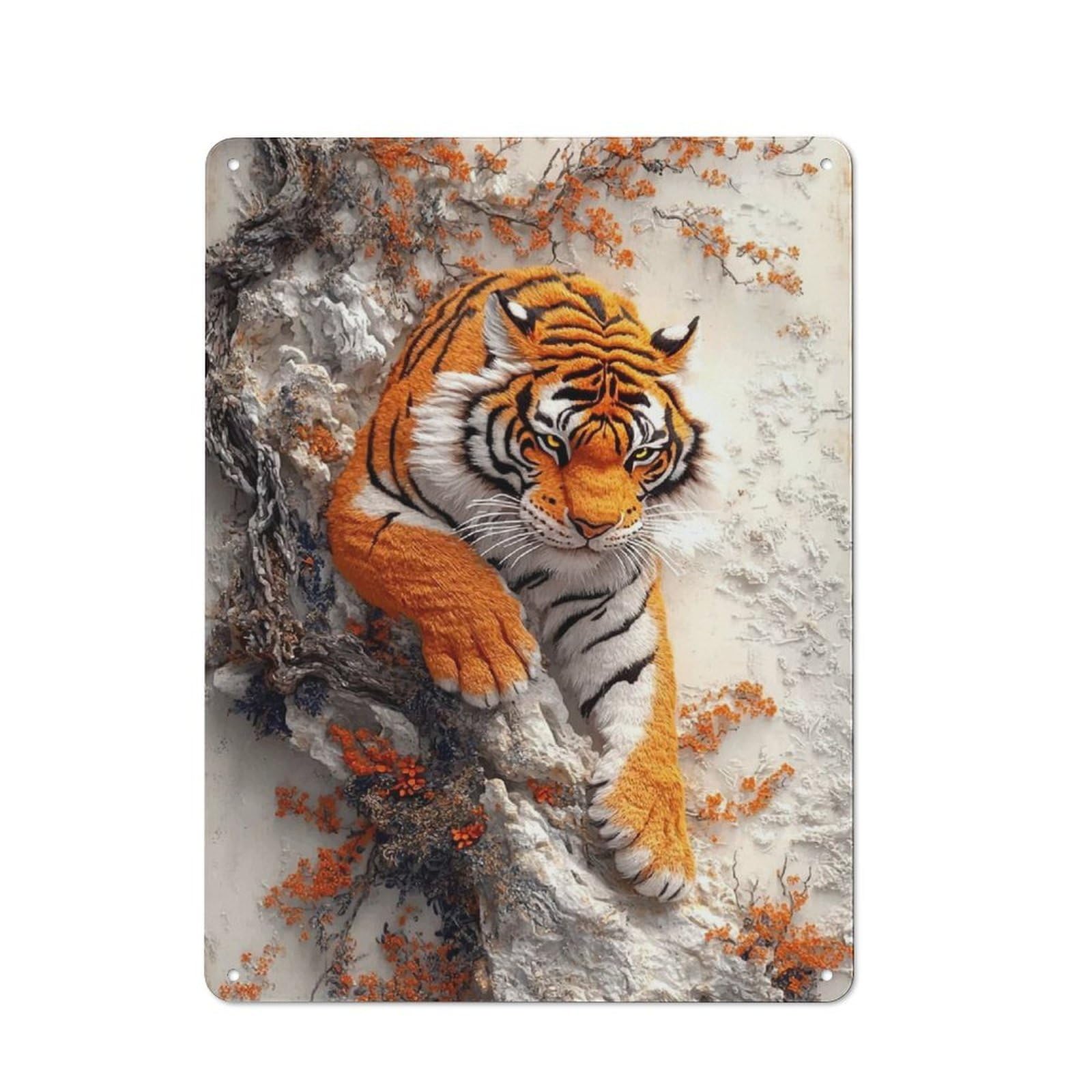 Junmoney Style-22 Tiger In A Tree Vintage Metal Sign 40X30cm For Hobby Room Or Studio, Housewarming Present For People Styling Hobby Room And Studio