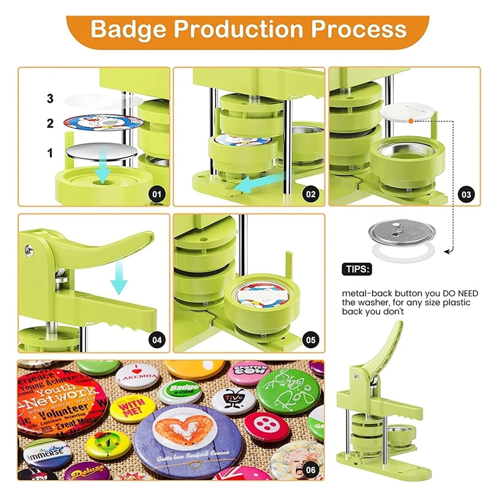 Button Maker Macchina Per Badge Fai Da Te 55mm - Kit Completo Con 48 Parti, Taglierina Circolare E Adesivi - Macchina Per Spille Per Bambini E Hobbisti