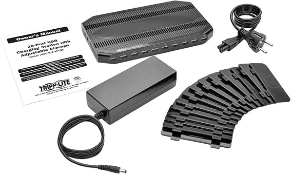 10-Port USB Charging Station with Adjustable Storage, 12V 8A (96W) USB Charger O