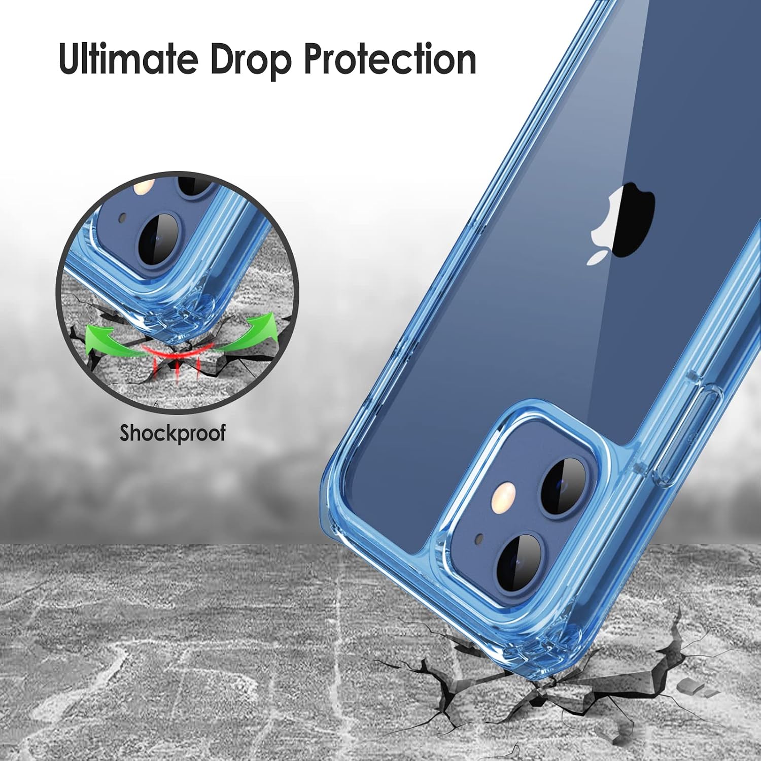 JETech Case for iPhone 12/12 Pro 6.1-Inch with 2-Pack Tempered Glass Screen Protector, 360 Full Body Shockproof Bumper Phone Cover Protective Clear Back (Blue)