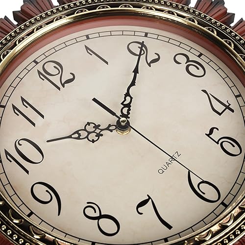 Miniatura 2 de Topkey Reloj de pared con diseño vintage de gran engranaje de 14 pulgadas, números arábigos grandes, funciona con pilas, movimiento de cuarzo