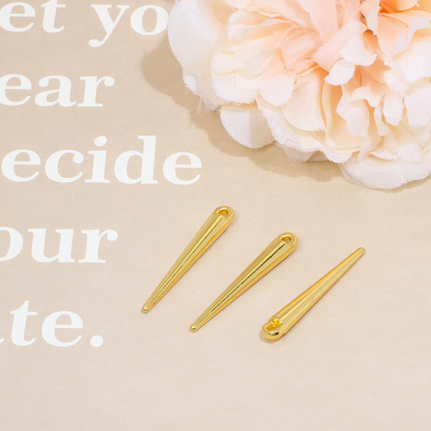 Shapenty Vintage Cone Shaped Spike Pendant Charms for Earring Necklace Bracelet Keychain Jewelry Making Christmas Wedding Birthday Halloween Themed Punk Hoops, 34x5mm, 50PCS - Image 3