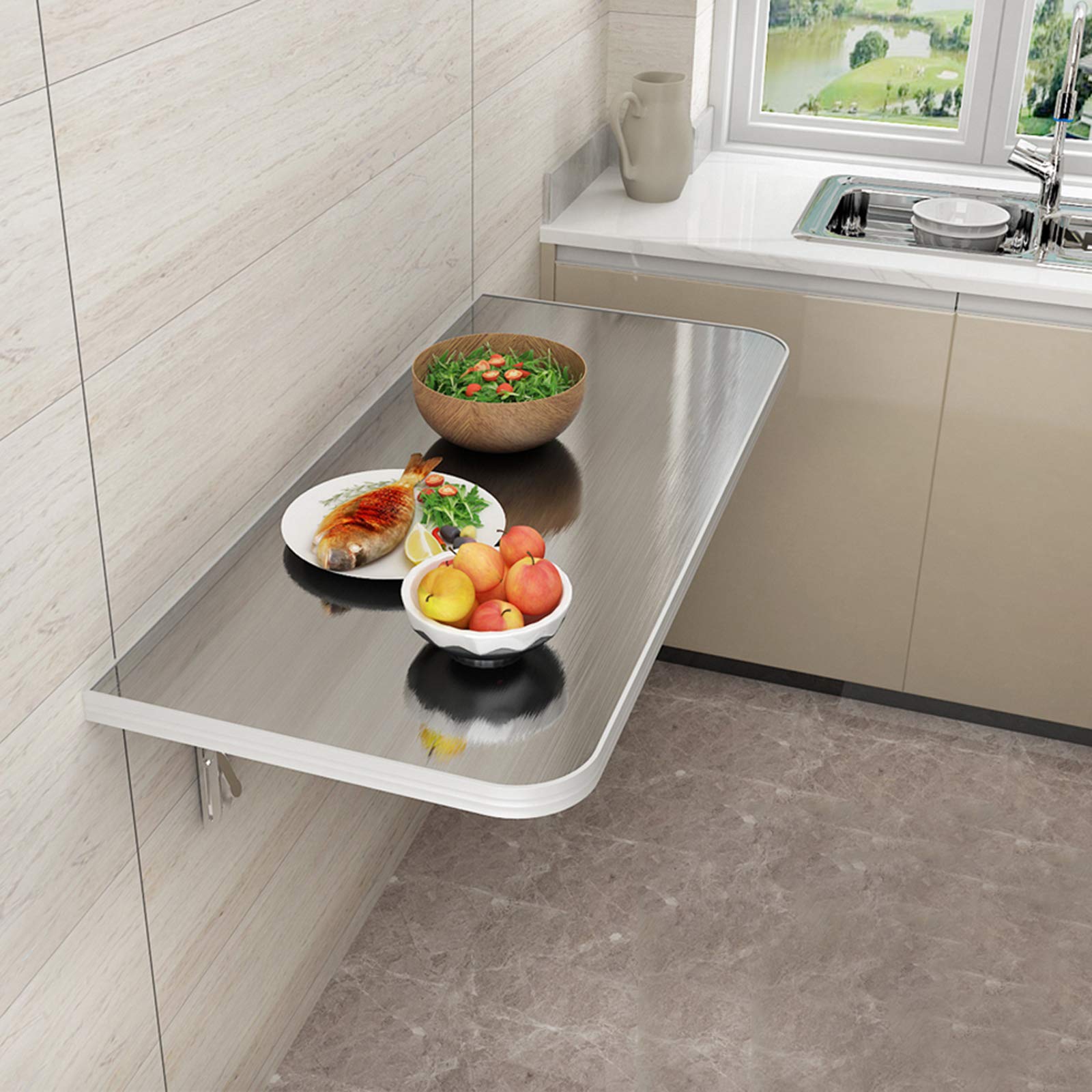 Capacité 100 kg pour cette Table Flottante Murale Inox Ultra-Résistante