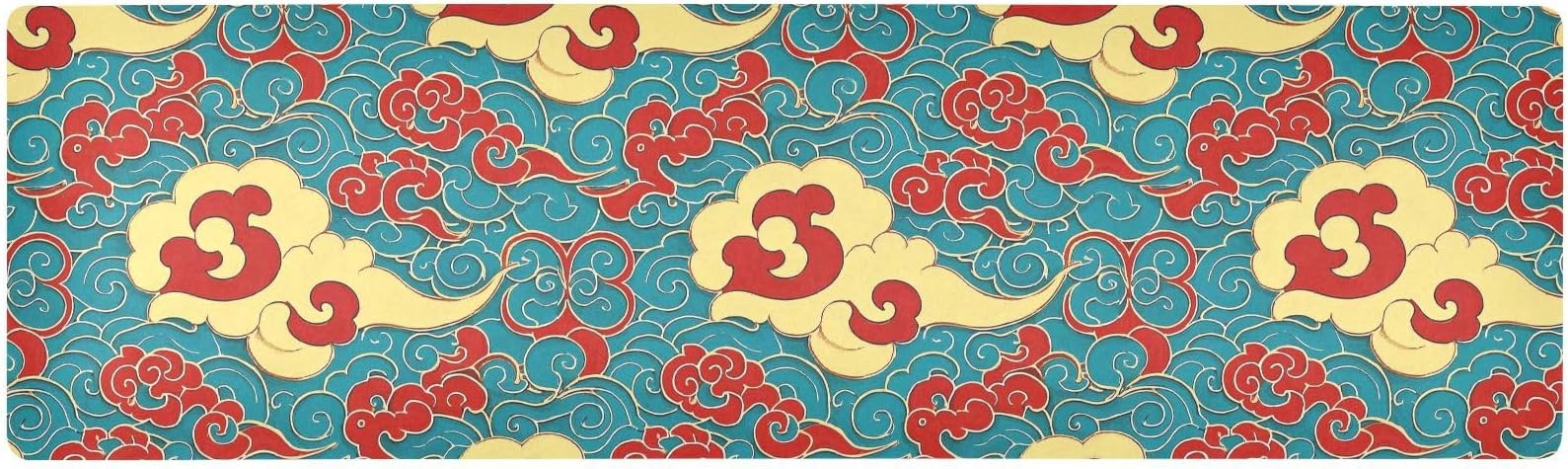 Chinese Culture Cloud Pattern Foldable Trivets for Hot Dishes Pot Coaster Heat Resistant and Kitchen Waterproof Mat for House 39.40 '' X 11.80'' Non-Slip Pioneer Woman Kitchen Accessories