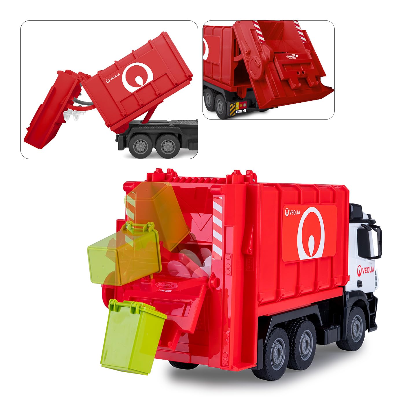 JAMARA 408305 Autocarro della Spazzatura Mercedes-Benz Antos 1:26 2,4 GHz – Giocattolo Camion della Spazzatura dai 6 Anni in su, per Bambini radiocomandato, RC Toys, Regalo per Bambini, bidone della