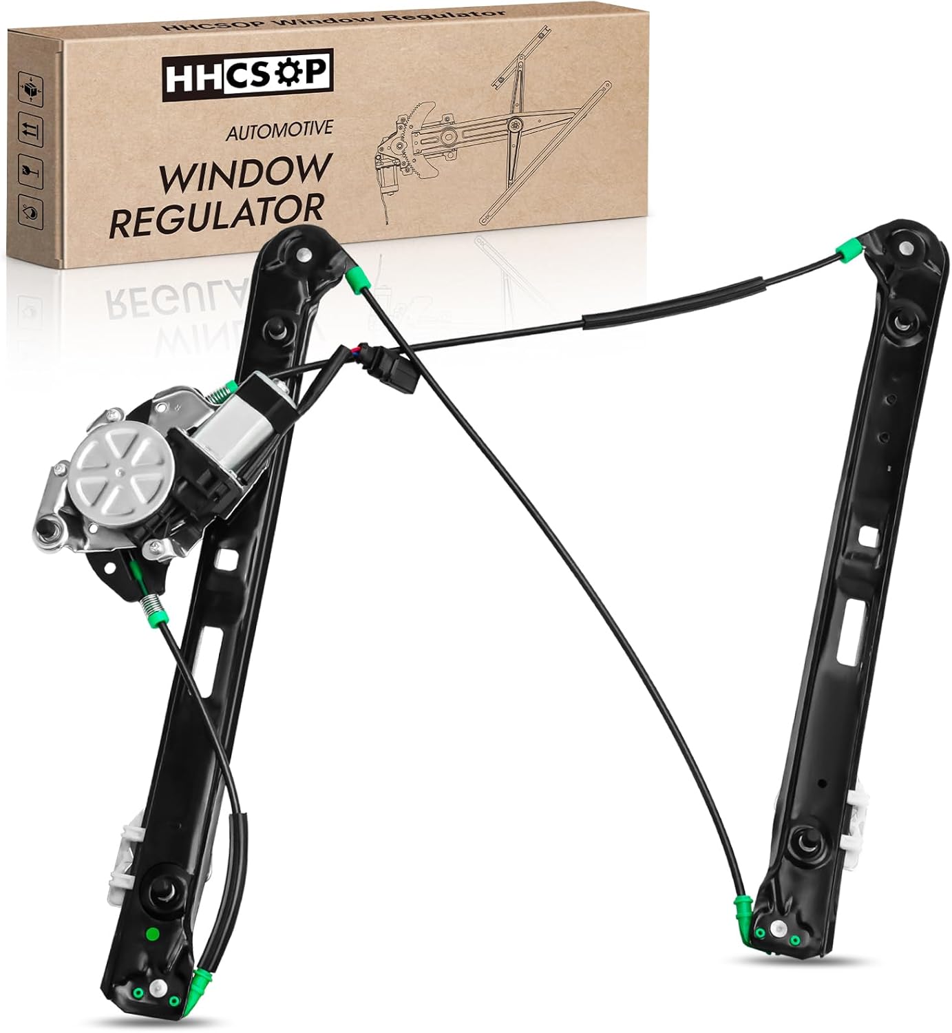 Front Right Passenger Side Power Window Regulator with Motor Compatible with BMW 323i 325i 325xi 328i 330i 330xi E46 1999 2000 2001 2002 2003 2004 2005, 741-485