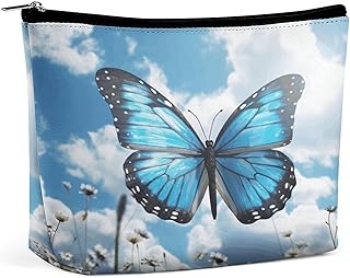 Blue Butterfly And Clouds Toiletry Bag Portab...