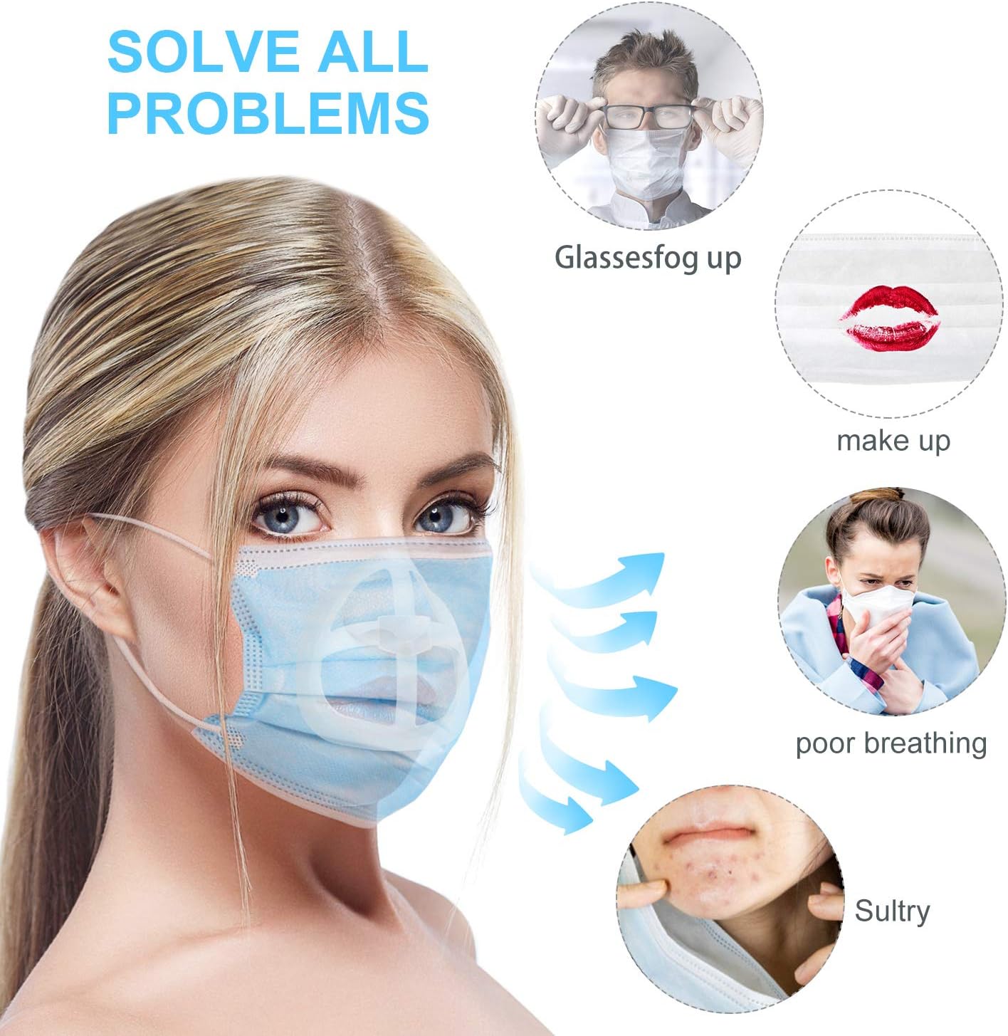 3D Silicone Inner Support Frame, Bracket Reusable Washable (CLEAR-5PCS)