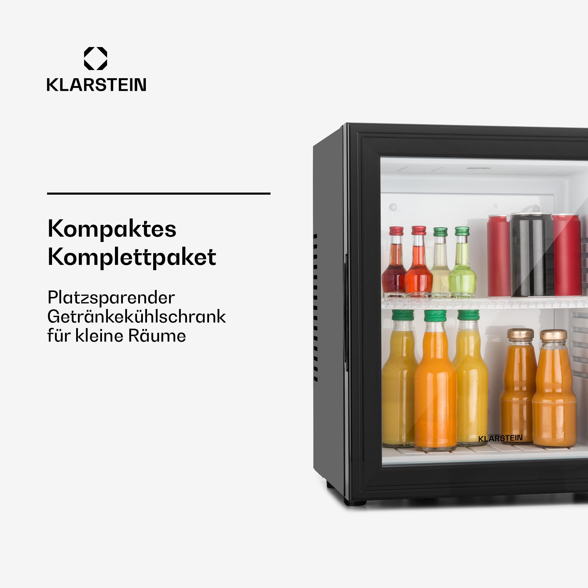 Klarstein Mini Kühlschrank mit Glastüre 23L 5-15°C, leise, verstellbare Ablagen