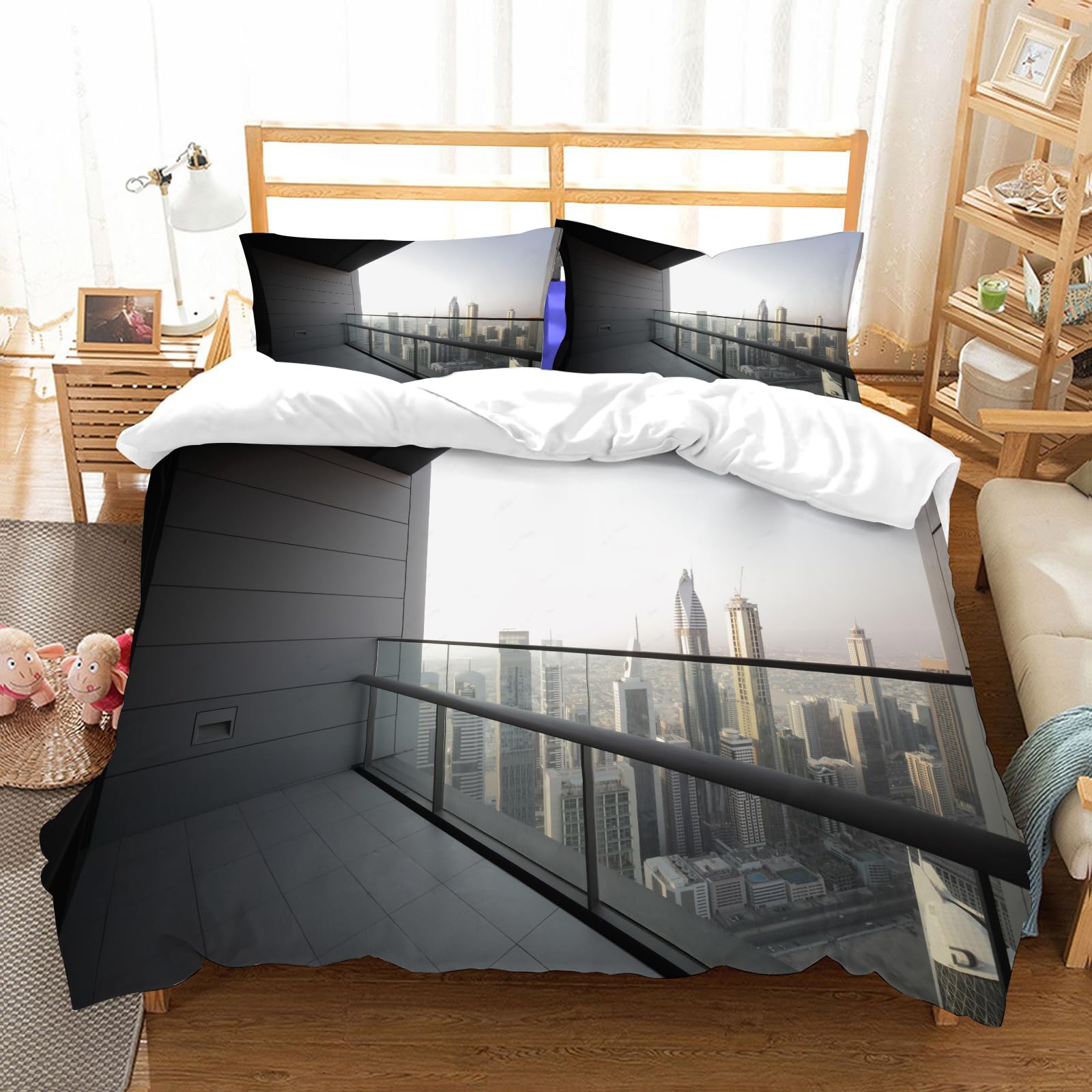 Ensemble de literie 200x228cm en microfibre avec 2 taies d'oreiller