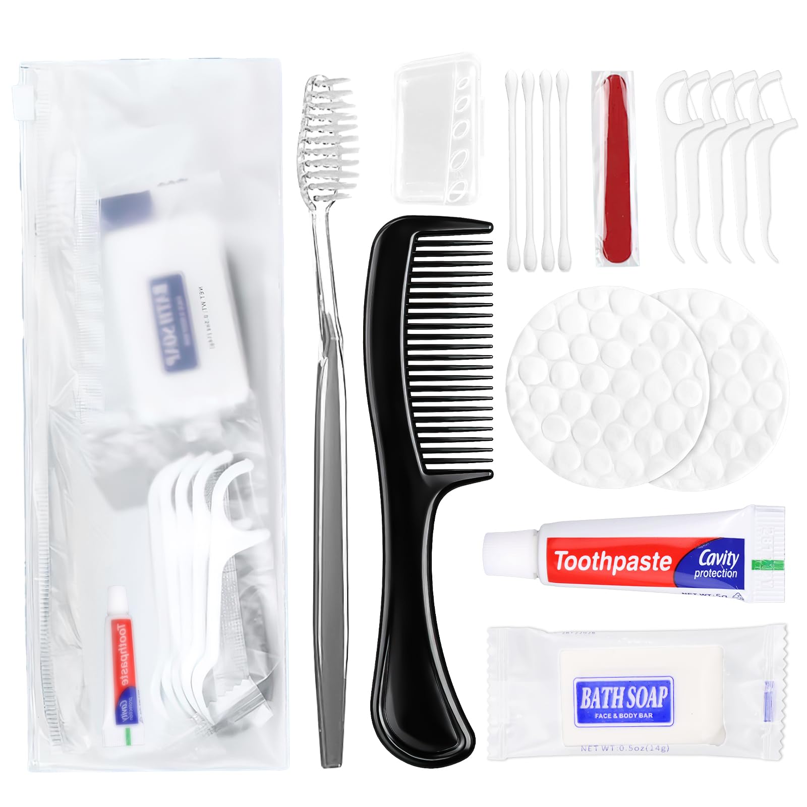 50er Einweg-Zahnpflege-Set 8-in-1, Reise-Zahnpflege Set mit Zahnbürste | Zahnpasta, Zahnseide, Hygiene Set, Zahnputzset Gäste für Damen, Herren, Hotel, Reise & Vorrat