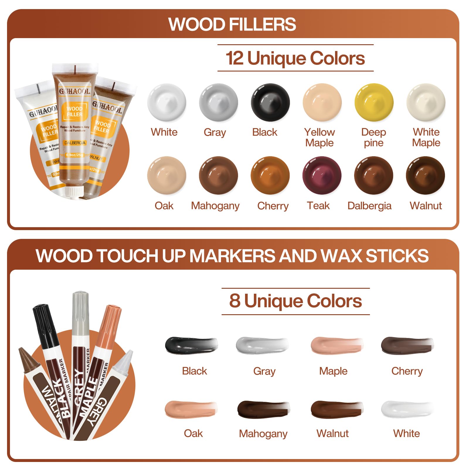 Kit Riparazione Laminato E Legno - Stucco E Pennelli Per Graffi, Crepe E Fori Su Parquet E Mobili