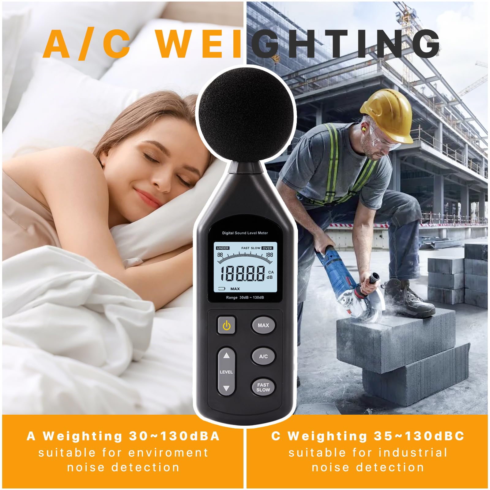 DB-01 Decibel Meter & Sound Level Meter 30-130dB — Amazon image 3