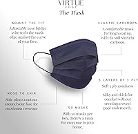 Vista 2 de VIRTUE CODE Mascarillas faciales Seamless Essentials - Confortables mascarillas desechables de 3 capas, paquete de 50