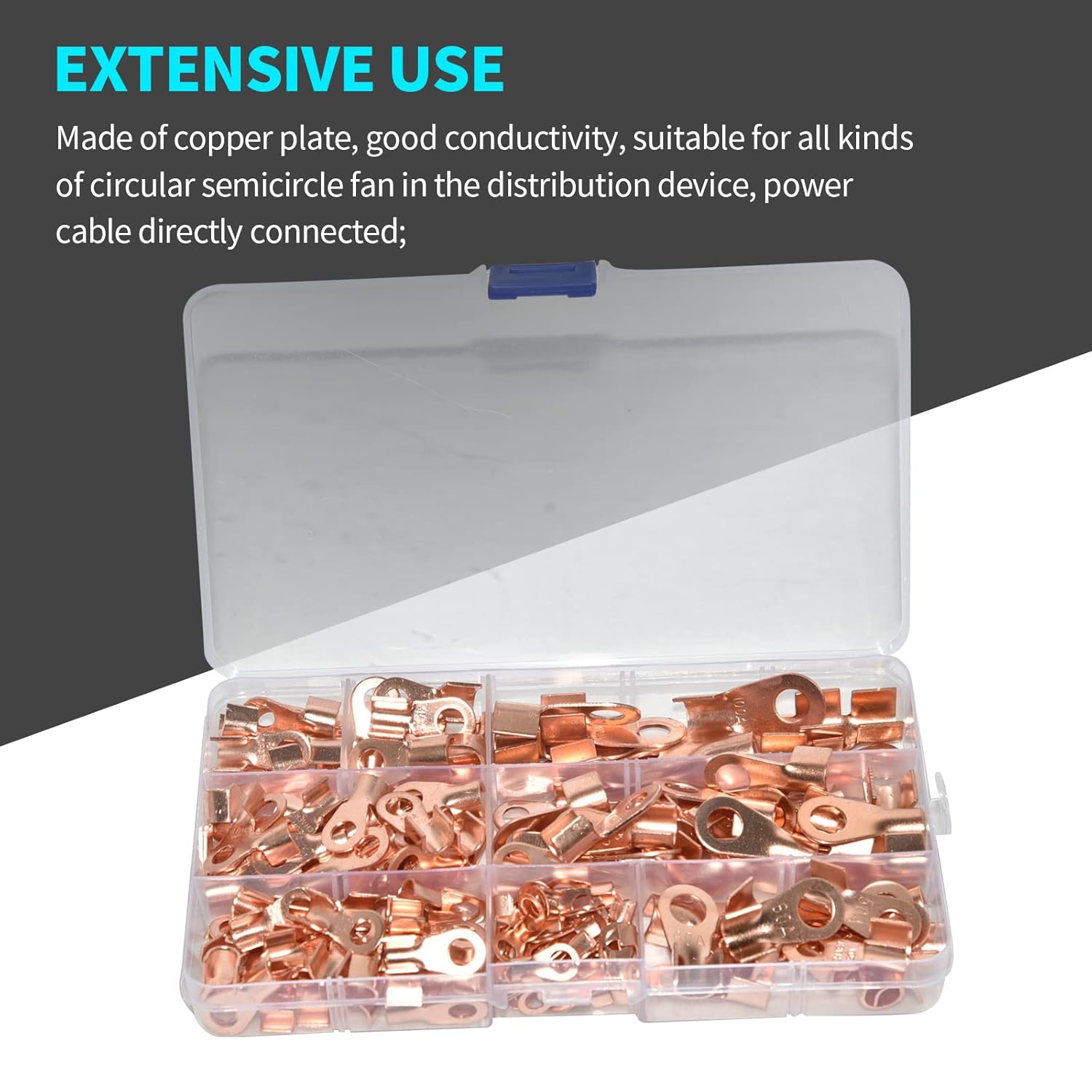 Eagles 185pcs Open Barrel Wire Crimp Connector Copper Ring Lug Terminals Assortment Kit OT 5A 10A 20A 30A 40A 50A 60A 100A
