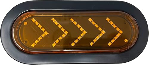 Miniatura 2 de 6 pulgadas ámbar 45 LED secuencial flecha señaladora intermitente remolque, luz trasera ovalada para semirremolques luces de señal de