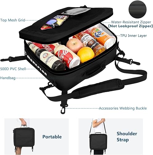 Miniatura 38 de Bolsa térmica impermeable de PVC para paddleboard, 12 latas, enfriador aislado suave para paddleboard, camping, kayak Azul oscuro