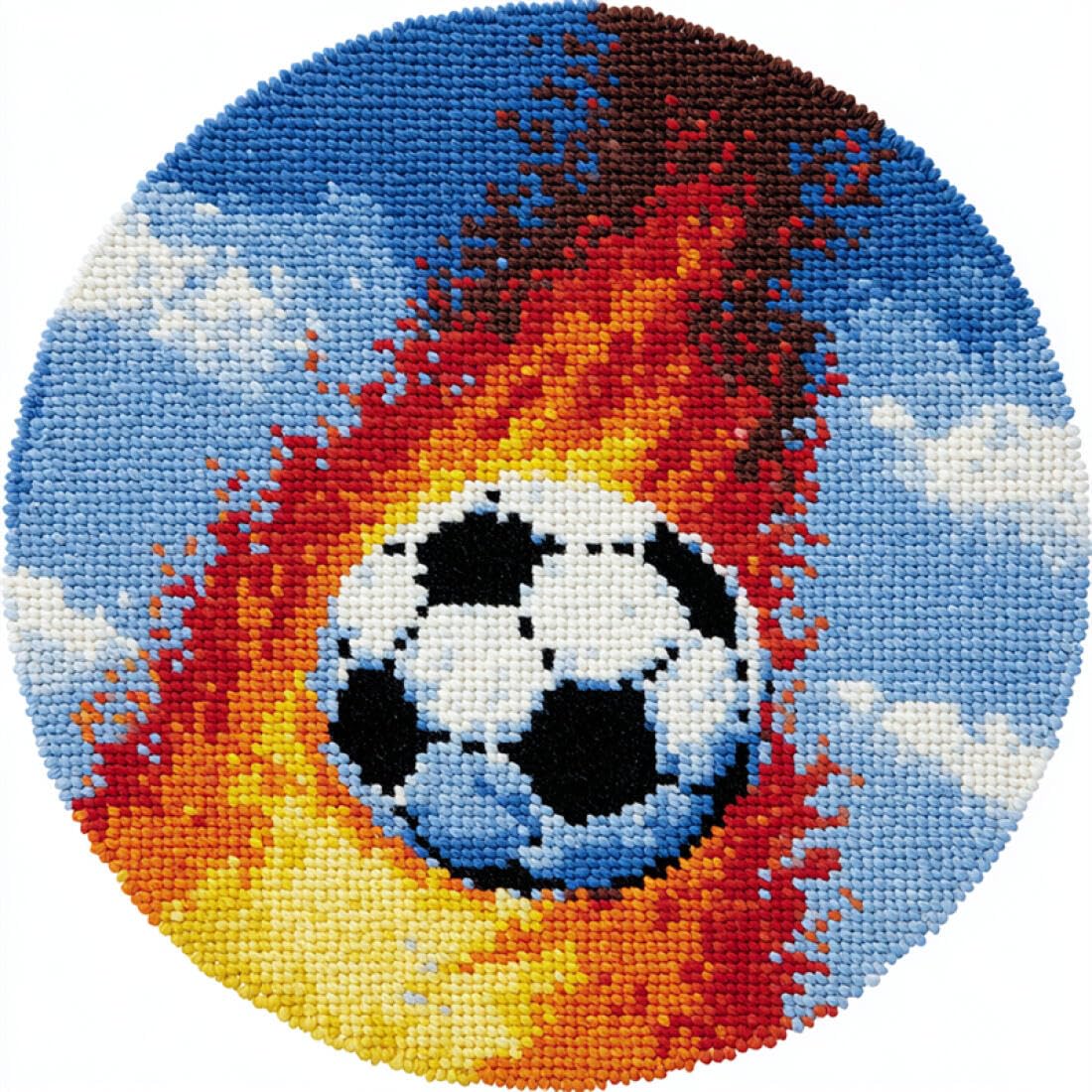 Rqwybcaxn DIY Rug Latch Hook Kits for Teens Needlework Kit Cartoon Soccer 80x80cm Round Large Rug Making Kits Study Handmade Gift
