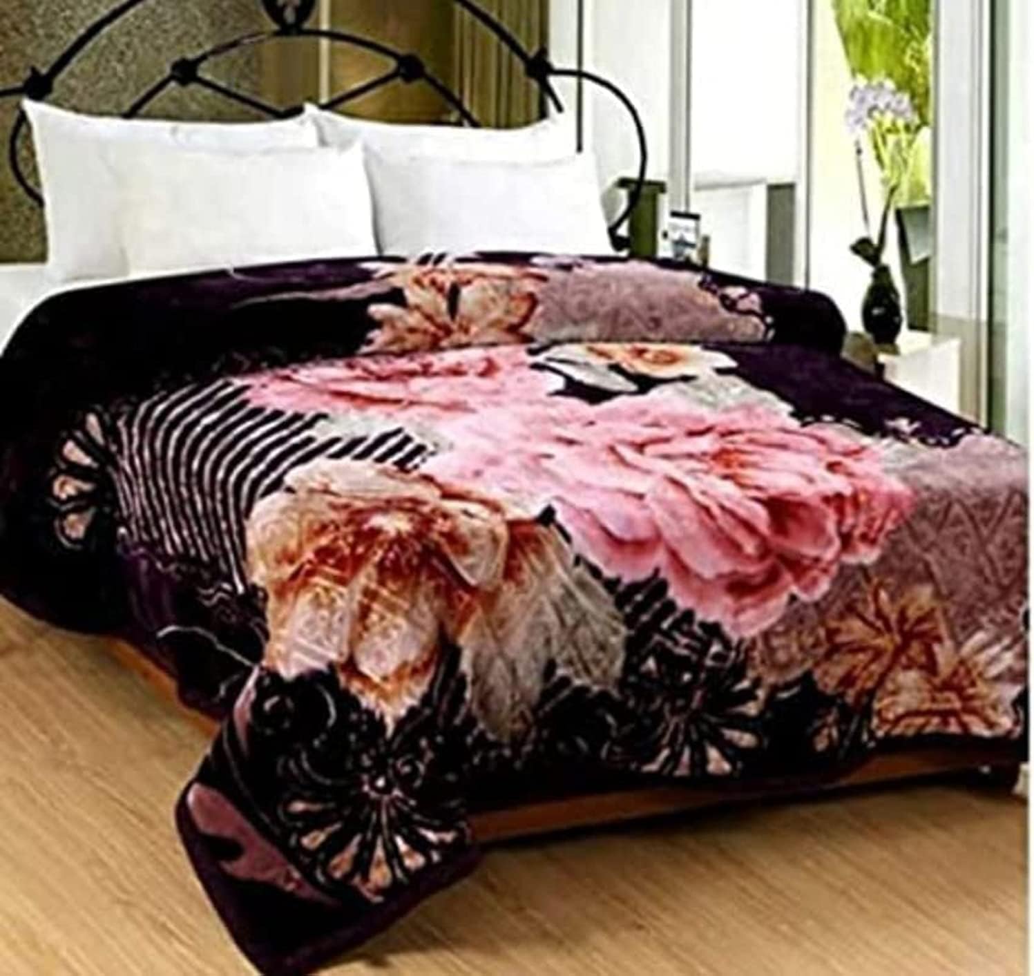 Cotton Mink Double Bed Ply Blanket for Heavy Winters (Multicolor, King Size, breathable) Soft Fabrics