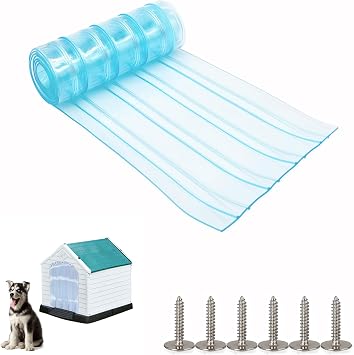 Dog Door Replacement Flaps, Safe PVC Plastic Vinyl Strip for Dog House Cat Doors, Flexible Soft Thicken Weatherproof for Pet Doghouse with Screws, Easy to DIY Cut & Install, 11.8in x 4.9ft