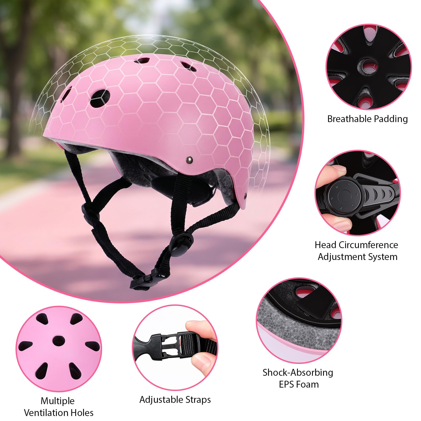 Equipo de Proteccion Infantil 9 Piezas con Casco Ajustable, Rodilleras, Coderas y Muñequeras para Patinaje Ciclismo