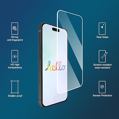 Miniatura 3 de Ailun Paquete de 3 protectores de pantalla para iPhone 15 6.1 pulgadas + 3 protectores de lente de cámara con marco de instalación, película de