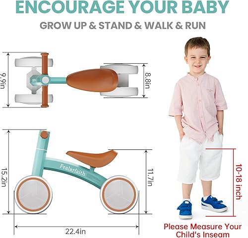 Miniatura 2 de Bicicleta de equilibrio de bebé para niños de 1 año, primera bicicleta para niños pequeños con 4 ruedas de iluminación coloridas, bicicleta de