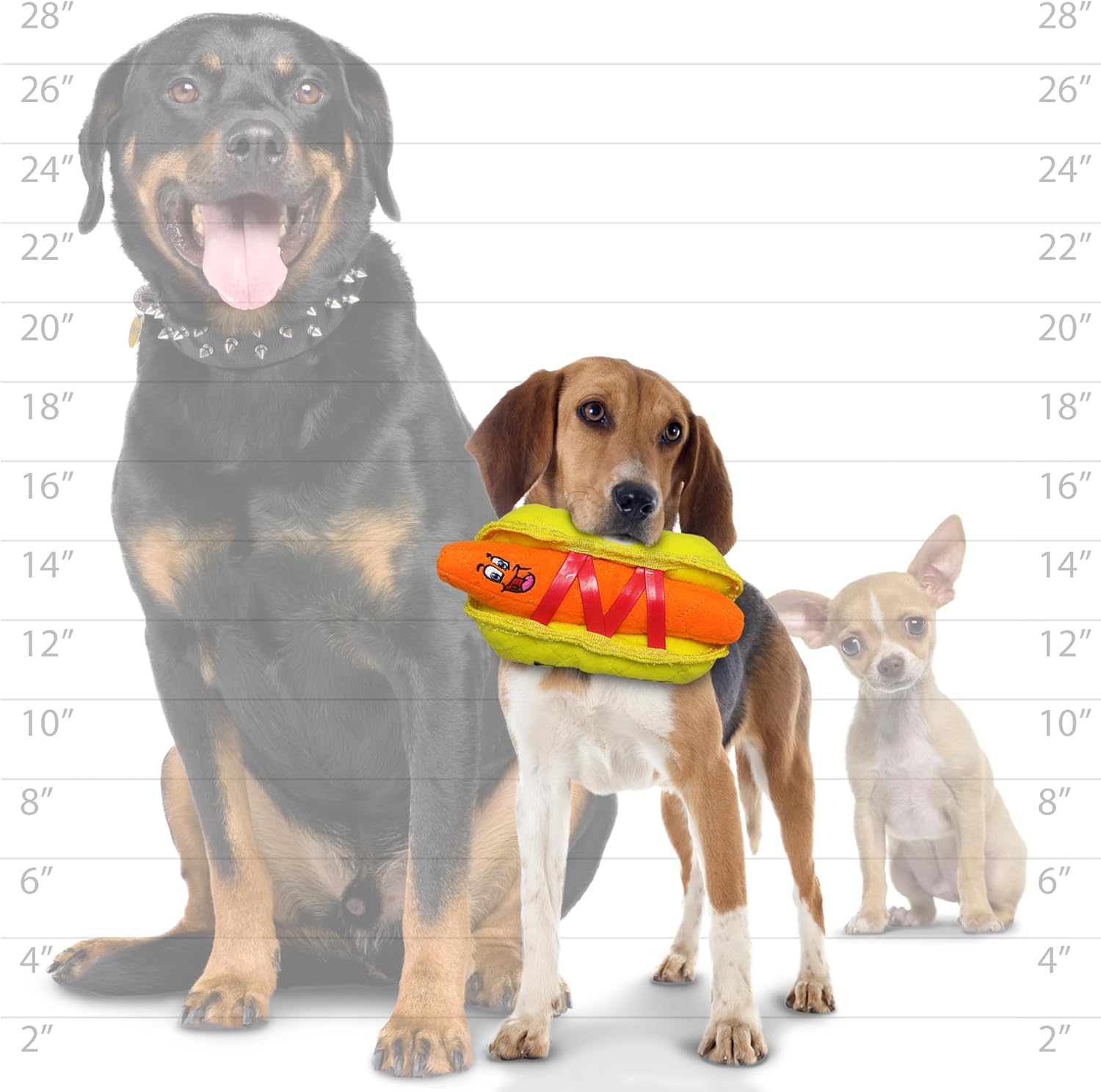 TUFFY - World's Tuffest Soft Dog Toy - Funny Food- Squeaker -Multiple Layers. Made Durable, Strong & Tough. Interactive Play (Tug, Toss & Fetch). Machine Washable & Floats. (Corn/Hotdog, Combo Pack)