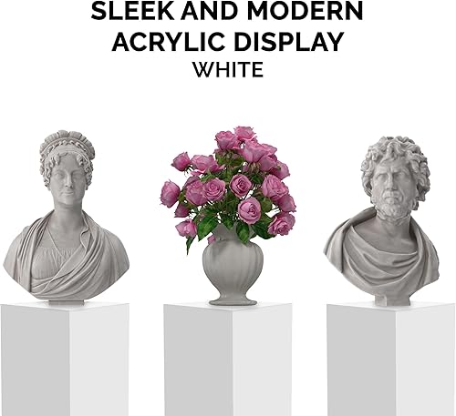 Miniatura 3 de Caja de exhibición de plataforma blanca de 12 x 12 x 32 pulgadas, sin tapa, pedestal de escultura artística, cubierta de cubo coleccionable, trofeo,