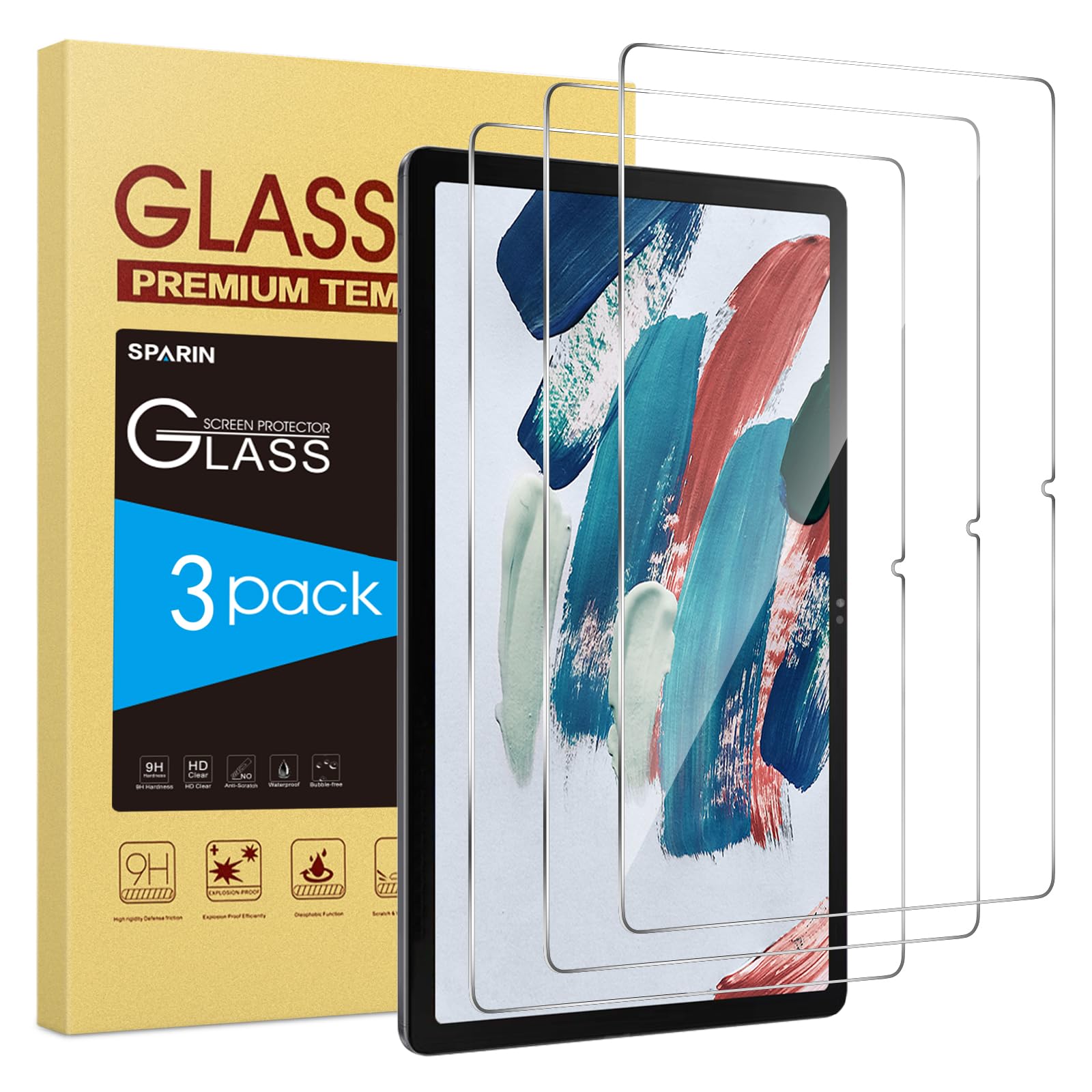 SPARIN 3 Pack Screen protector for Samsung Galaxy Tab A8 10.5 Inch, Tempered Glass Screen Protector for Galaxy Tablet A8 2022, Anti-Scratch