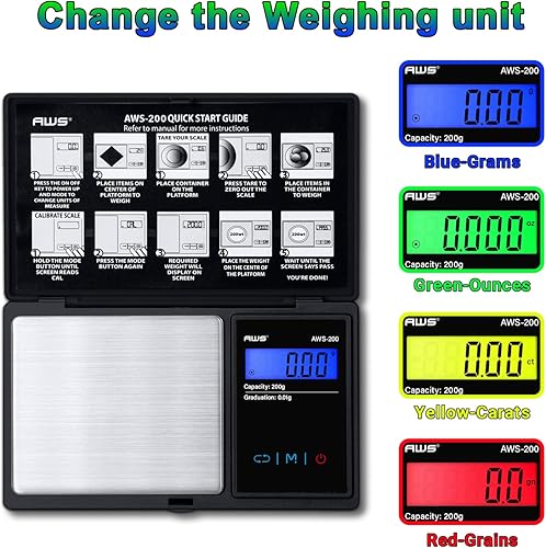 Miniatura 10 de AWS Series Báscula digital de bolsillo, AWS-70-BLK, Negro, 1