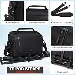 RAINSMORE Camera Bag, Small Waterproof Camera Sling Bag DSLR/SLR/Mirrorless Camera Case with Tripod Holder & Rain Cover Compact Crossbody Camera Bags for Photographers Everyday Shoulder Bags, Black