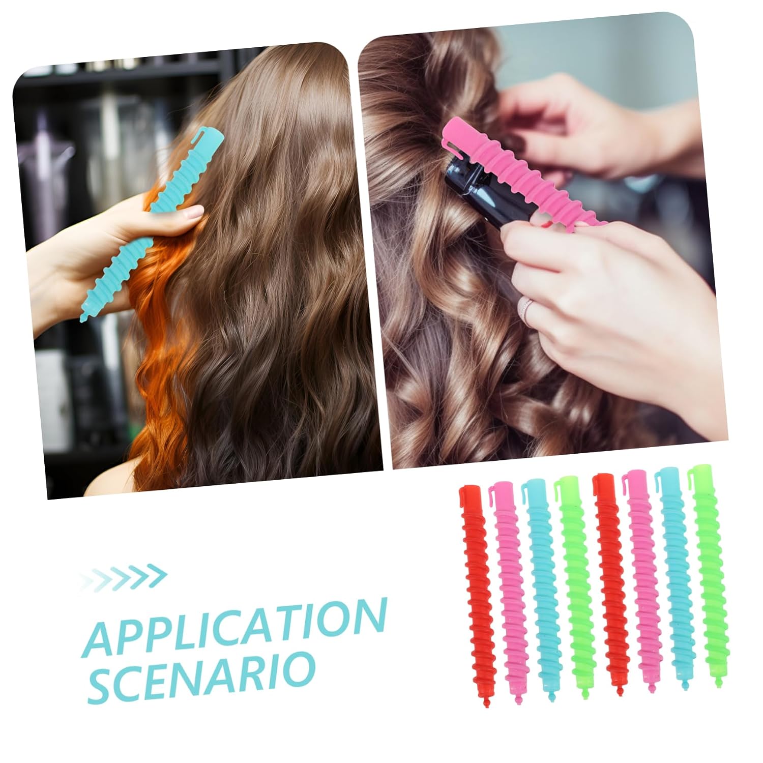 WOONEKY 60pcs Flexible Spiral Perm Rods for Long Hair Hollow Curling Perm Rods for Defined Curls Durable Plastic Hair Styling Tools Random Colors