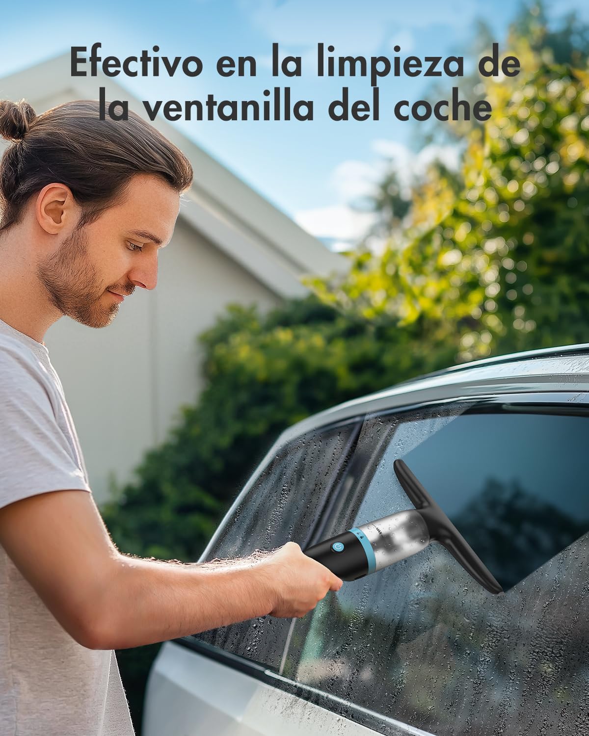 iDOO Limpiadora de Cristales, Limpiacristales Electrico, Autonomía de Batería: 40 min, Tanque Transparente 360ML, Pulverizador y Paño Microfibra, IPX4 Resistente al Agua, para Ventanas, Baño