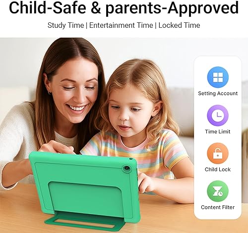 Miniatura 7 de ApoloMedia - Tablet para niños, pantalla HD de 10.1 pulgadas, Android 15, 64GB de almacenamiento, 8GB de RAM, modo de protección ocular, batería de