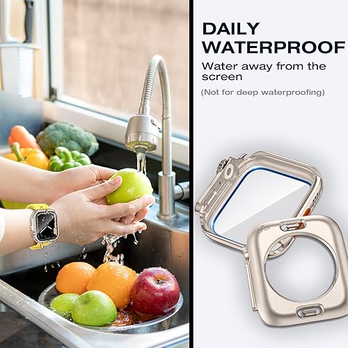 Miniatura 4 de Tensea Funda protectora de pantalla impermeable 2 en 1 para Apple Watch Series 9, 8, 7, 1.77 pulgadas, accesorios funda Apple Watch Ultra Style, la