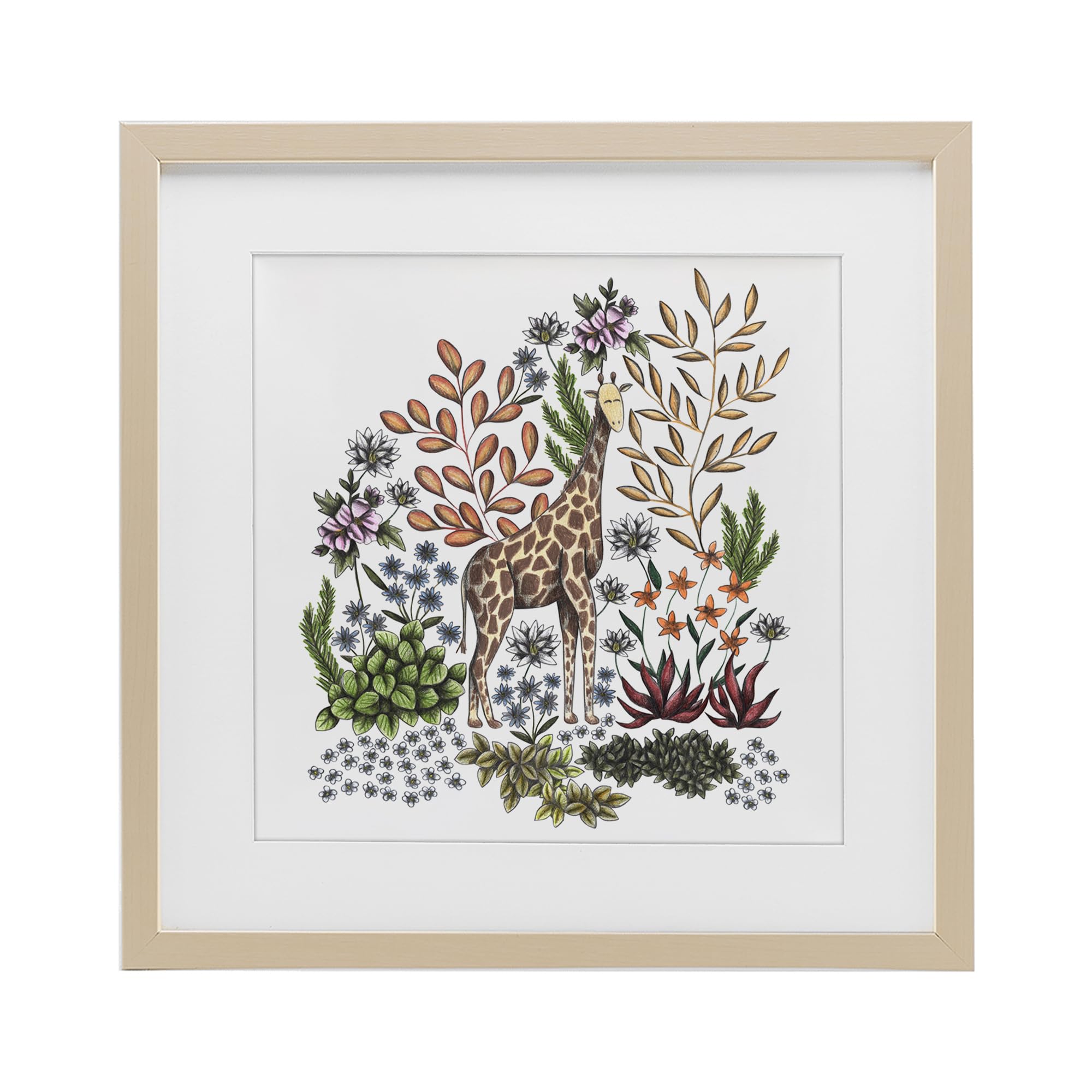 Girafe noire Tableau encadré Stupell Industries gravure animalière sous verre