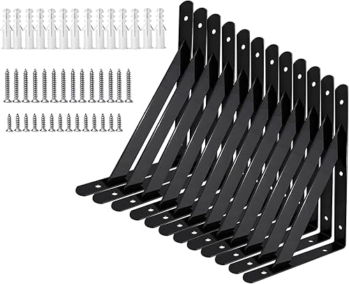 Miniatura 14 de Soportes de Estante de 18 Pulgadas x 12 Pulgadas, Soportes de Estante Resistente de 4, 6, 8, 10, 12, 14, 16, 18, 20 Pulgadas, Soportes en L
