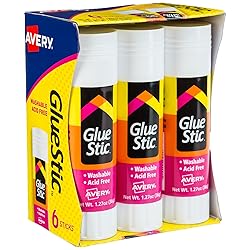 Avery Glue Stic - Washable, Glue Sticks for Classroom, Crafting, and Office Use, 1.27 oz., Pack of 6, White (98073)