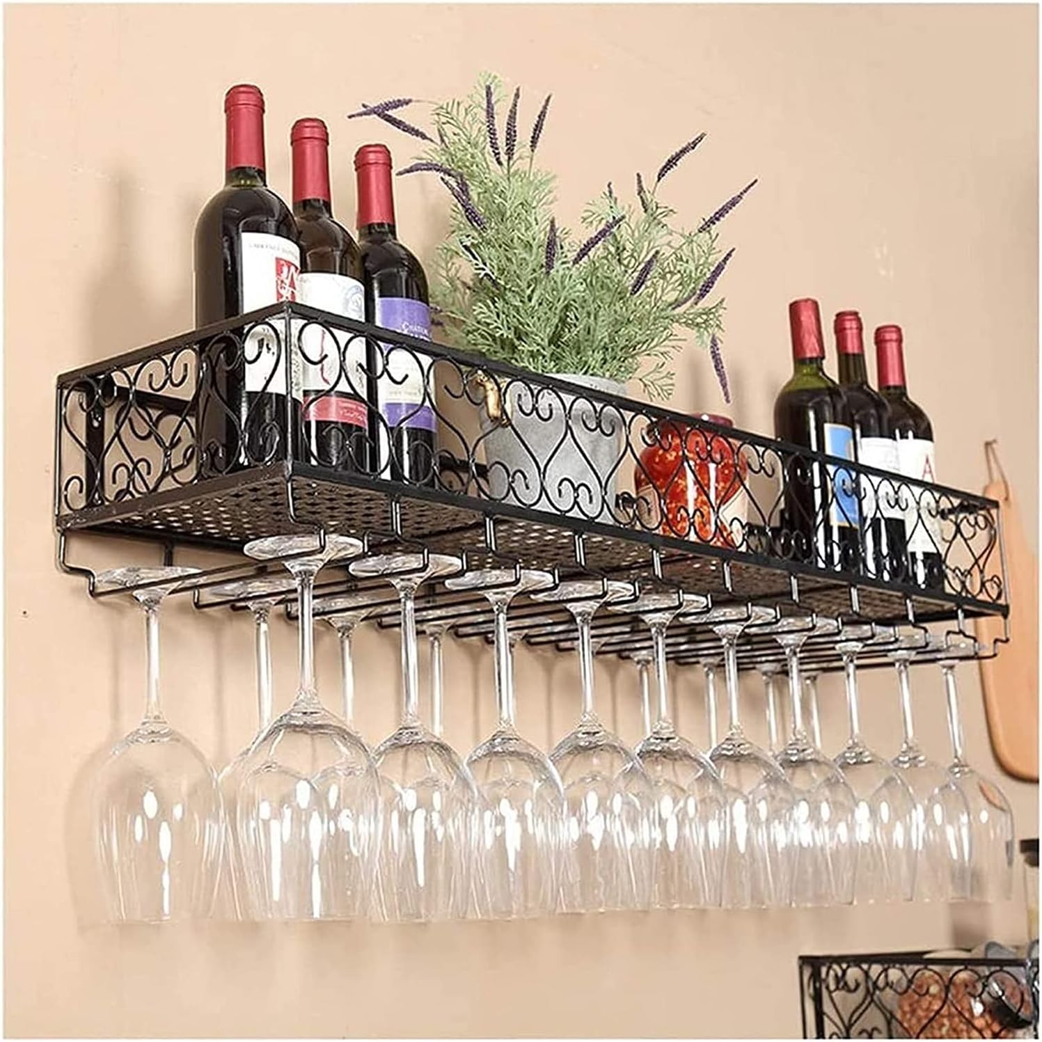 Hanging wine glass rack Ceiling Hanging Wine Rack with